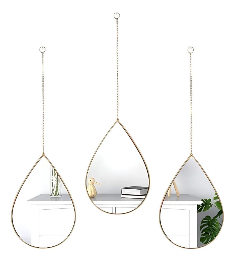 SET 3 ESPEJO LAGRIMA DECORATIVO PARED GOTA HOGAR JHN - 1