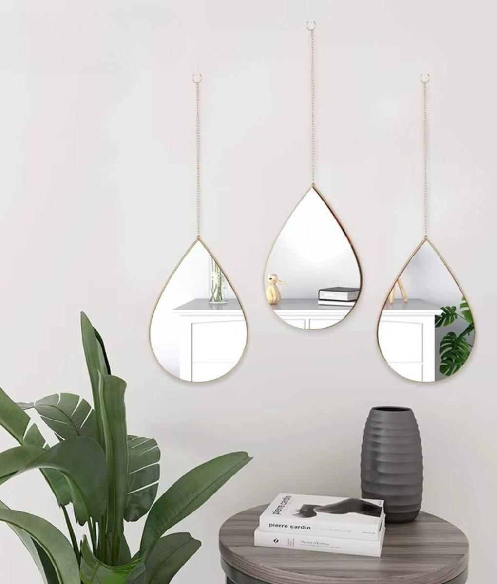 SET 3 ESPEJO LAGRIMA DECORATIVO PARED GOTA HOGAR JHN - 7