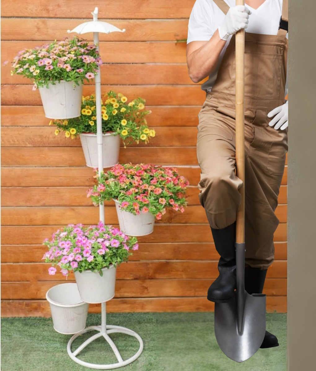 PORTA MACETAS PARAGUAS SOPORTE FLORES PISO ADORNO JARDIN JHN - 4