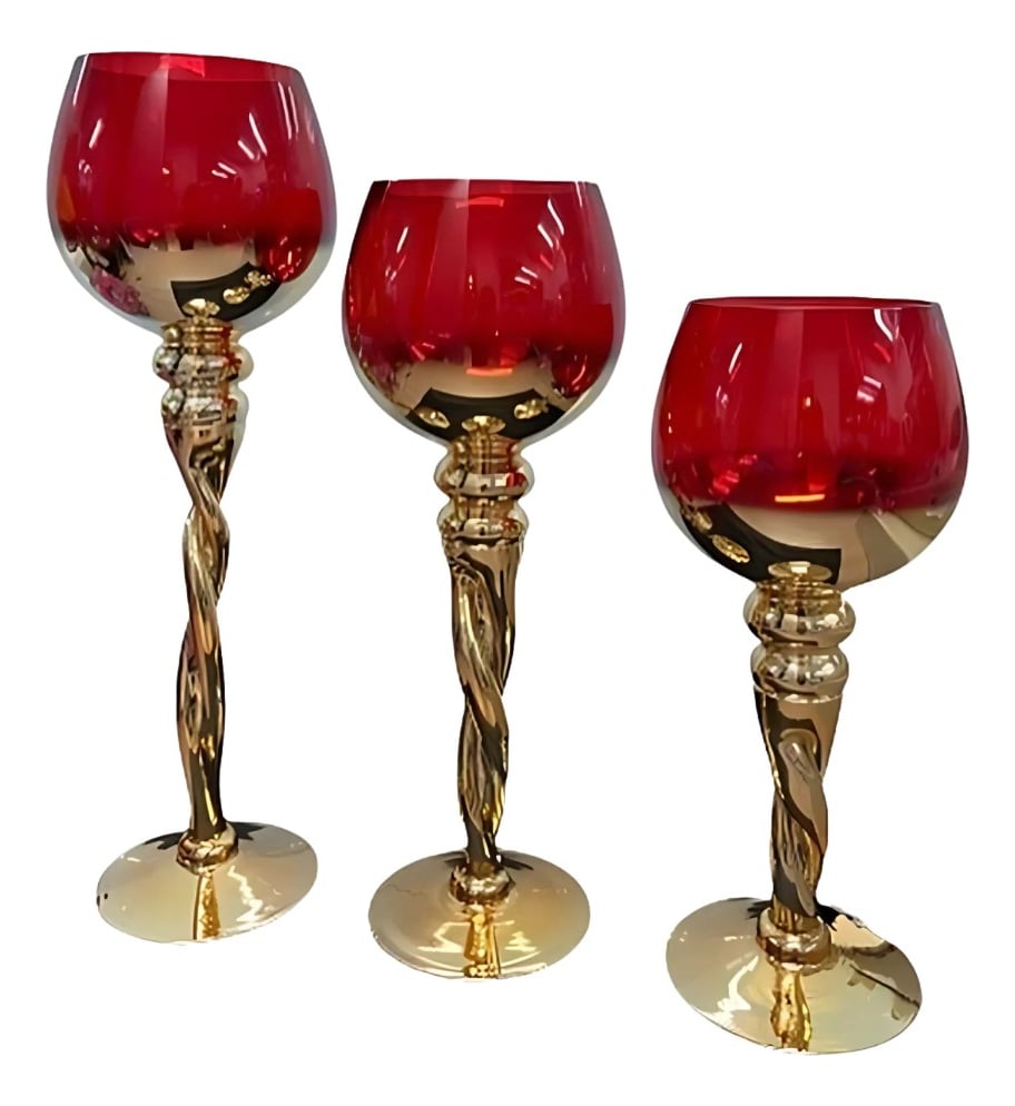 SET PORTAVELAS DECORATIVOS COPA ELEGANCIA HOGAR JHN - 1