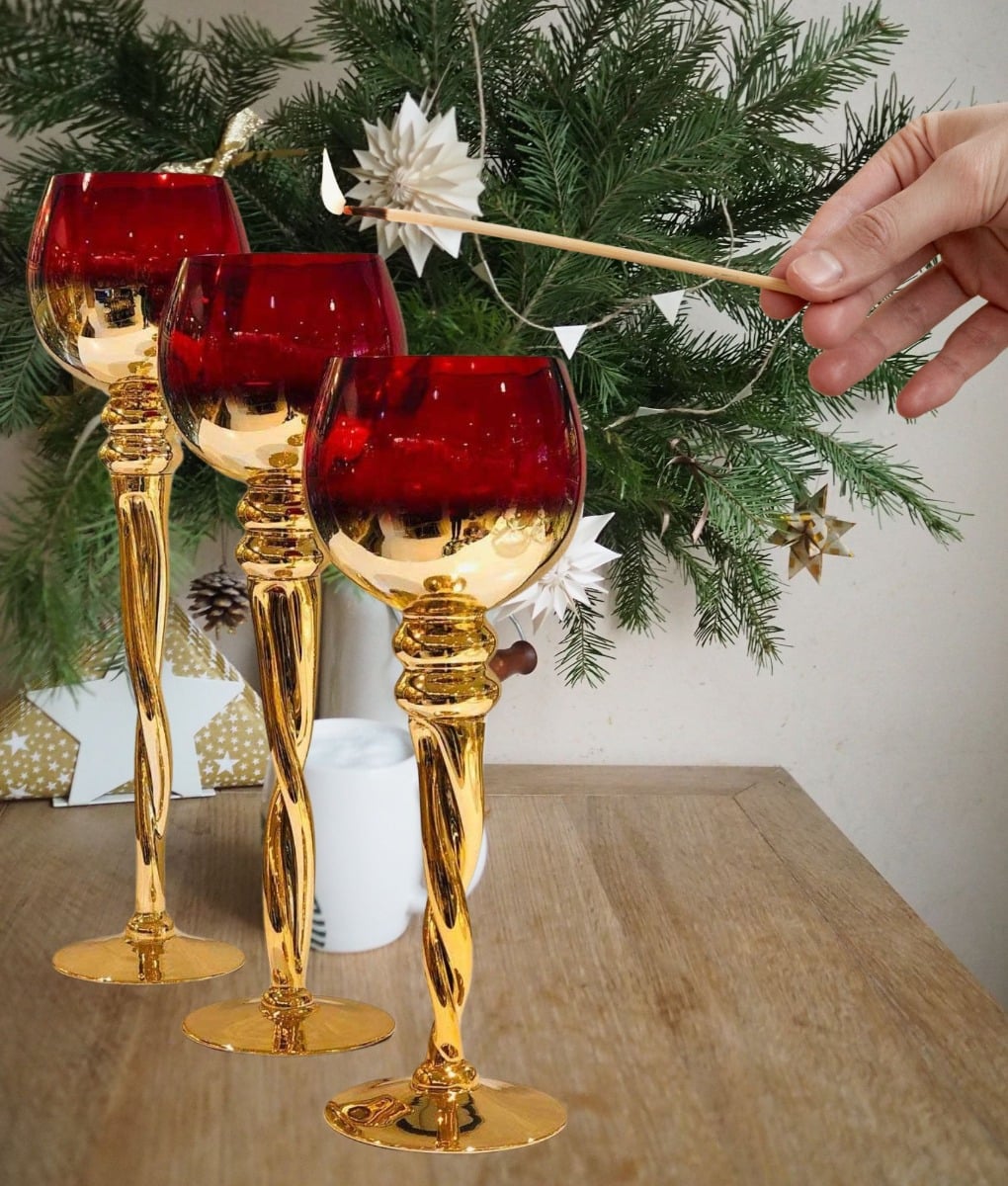 SET PORTAVELAS DECORATIVOS COPA ELEGANCIA HOGAR JHN - 4