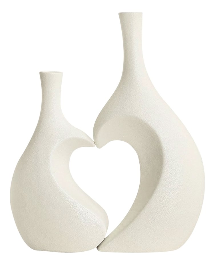 FLORERO JARRON DECORATIVO CORAZON TEXTURA HOGAR FLORES JHN - 1