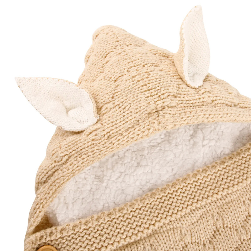 SACO DORMIR INVIERNO TEJIDO CON CAPUCHA SUAVE BEBE LAU - 8