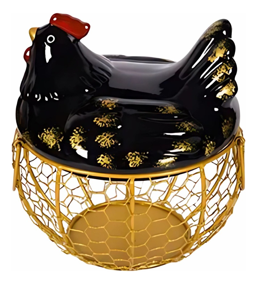 PORTA HUEVOS DECORATIVO GALLINA CESTA ALMACENAMIENTO JHN - 1