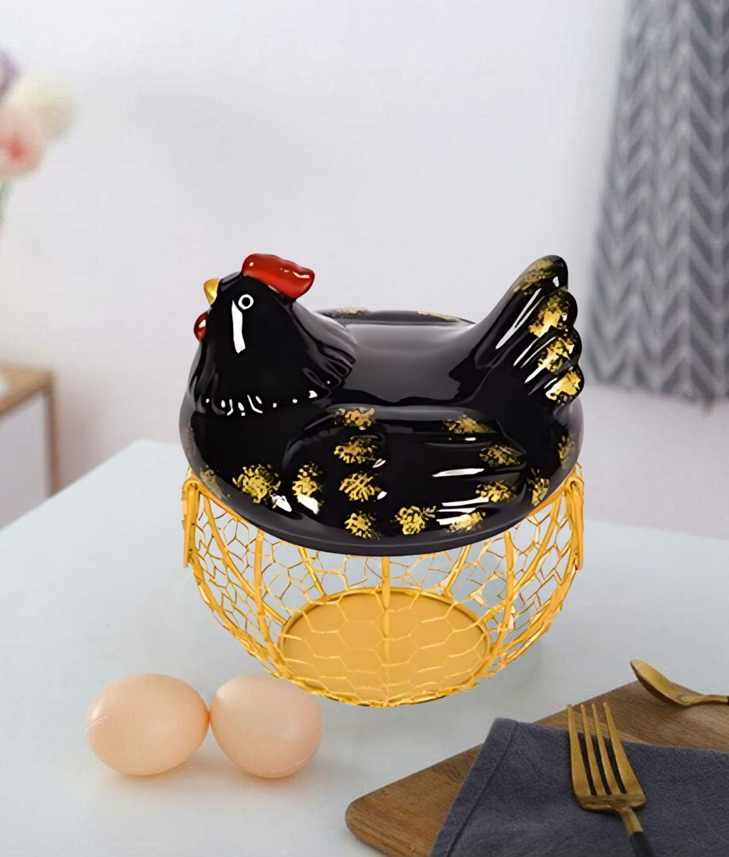PORTA HUEVOS DECORATIVO GALLINA CESTA ALMACENAMIENTO JHN - 8