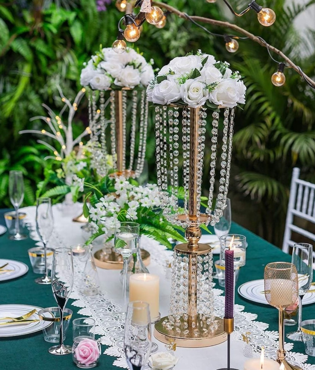 FLORERO ALTO DECORATIVO SOPORTE FLORES CENTRO MESA 62CM JHN - 2