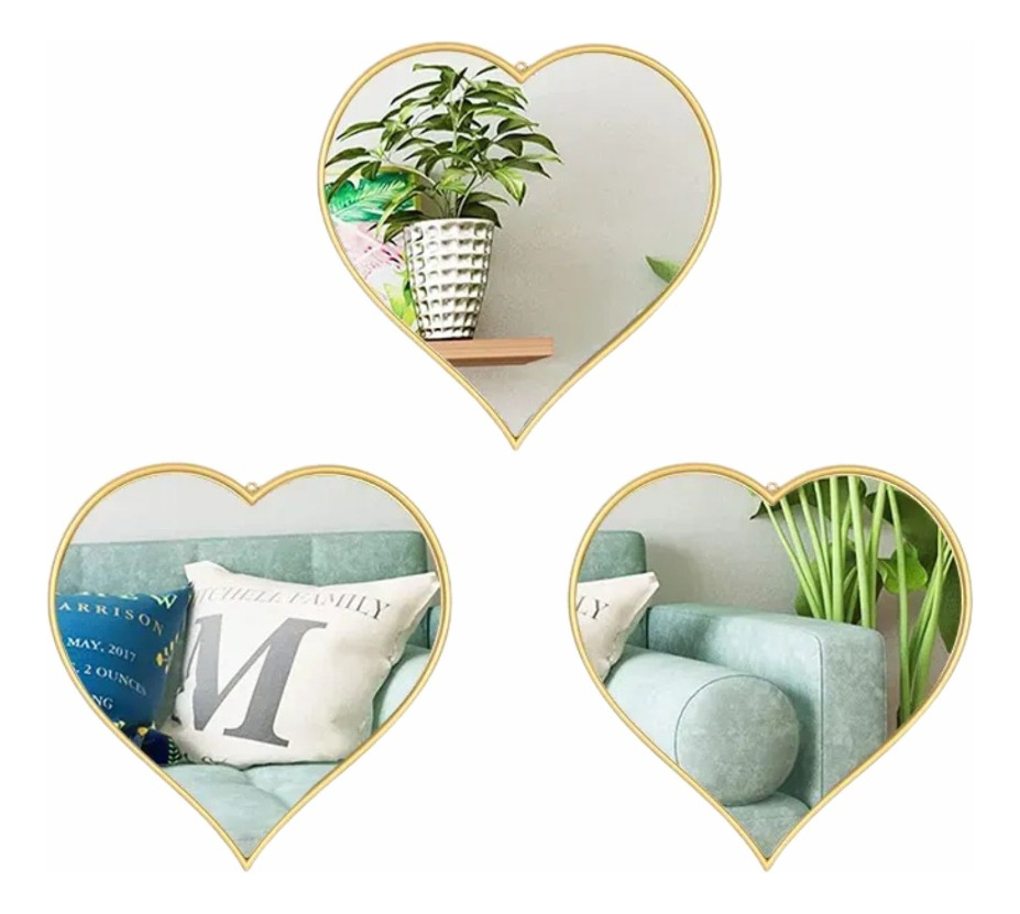 SET 3 ESPEJO DECORATIVO CORAZONES COLGANTE PARED JHN - 2