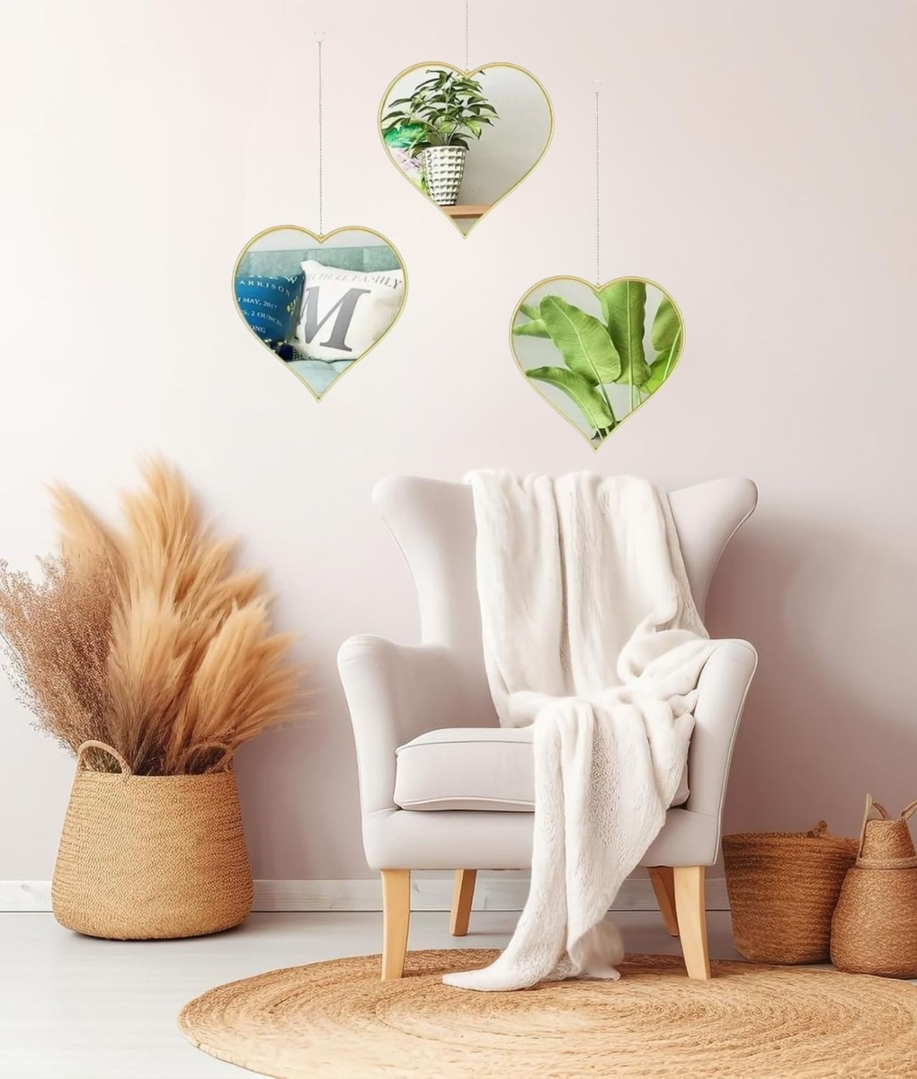 SET 3 ESPEJO DECORATIVO CORAZONES COLGANTE PARED JHN - 8