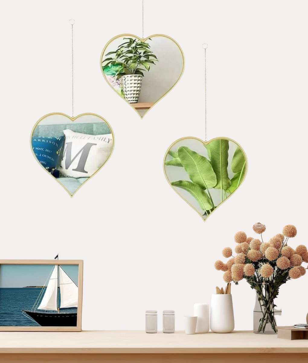 SET 3 ESPEJO DECORATIVO CORAZONES COLGANTE PARED JHN - 10