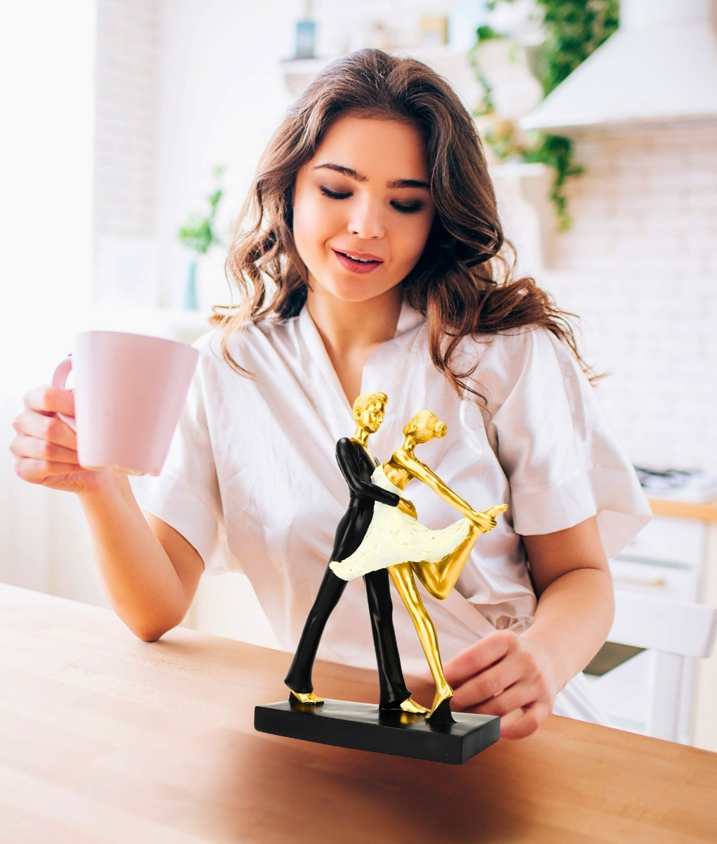 FIGURA DECORATIVA PAREJA BAILANDO BALLET ADORNO ESTATUA JHN - 4