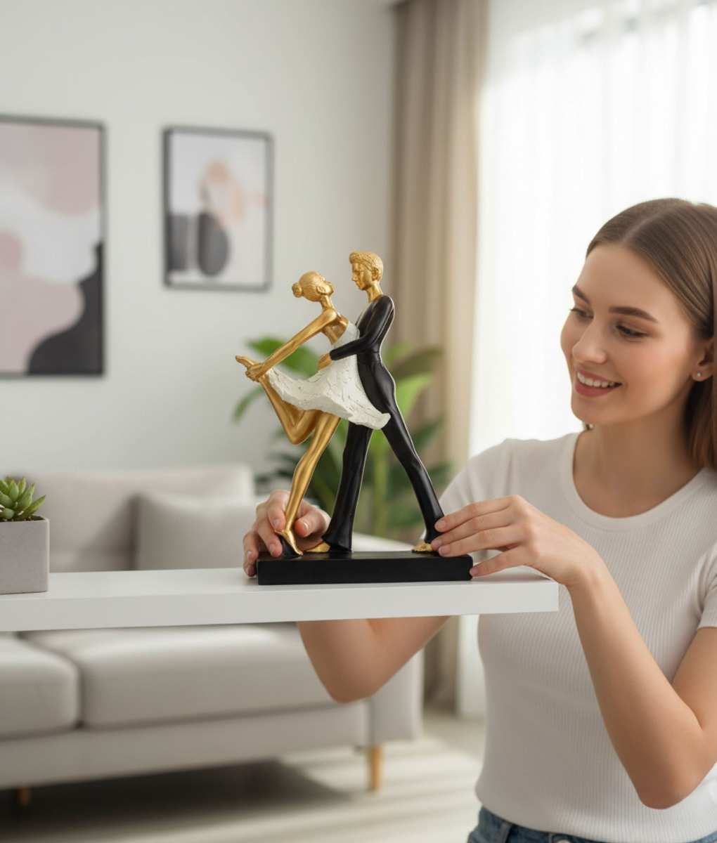 FIGURA DECORATIVA PAREJA BAILANDO BALLET ADORNO ESTATUA JHN - 5