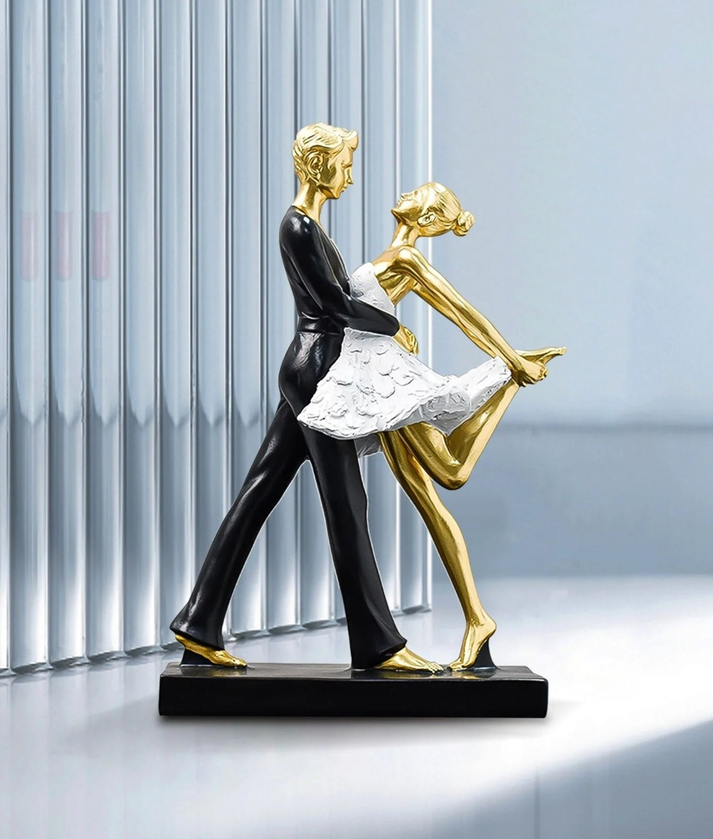 FIGURA DECORATIVA PAREJA BAILANDO BALLET ADORNO ESTATUA JHN - 9