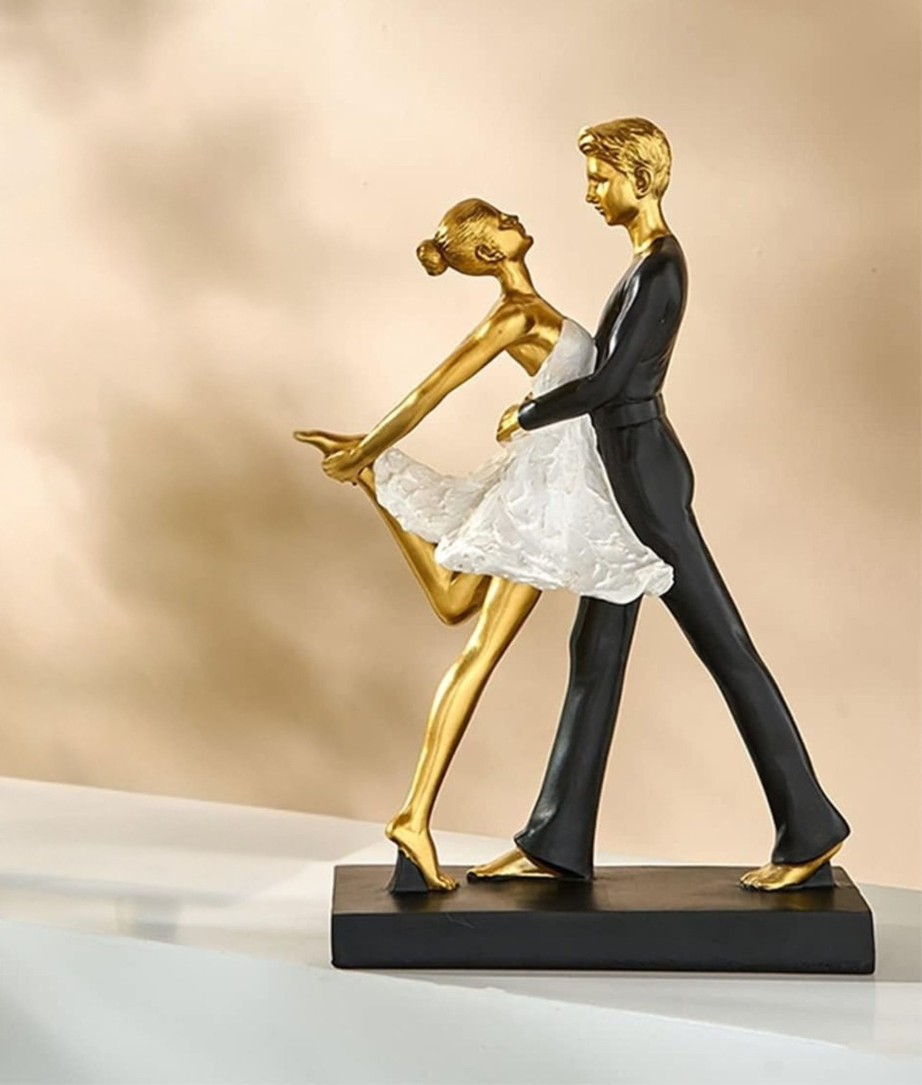 FIGURA DECORATIVA PAREJA BAILANDO BALLET ADORNO ESTATUA JHN - 10