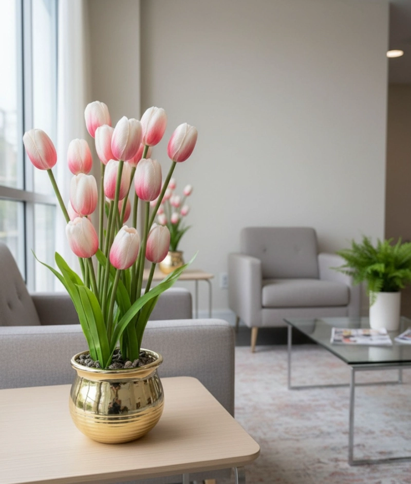 PLANTA ARTIFICIAL DECORATIVA TULIPANES ADORNO HOGAR JHN - 2