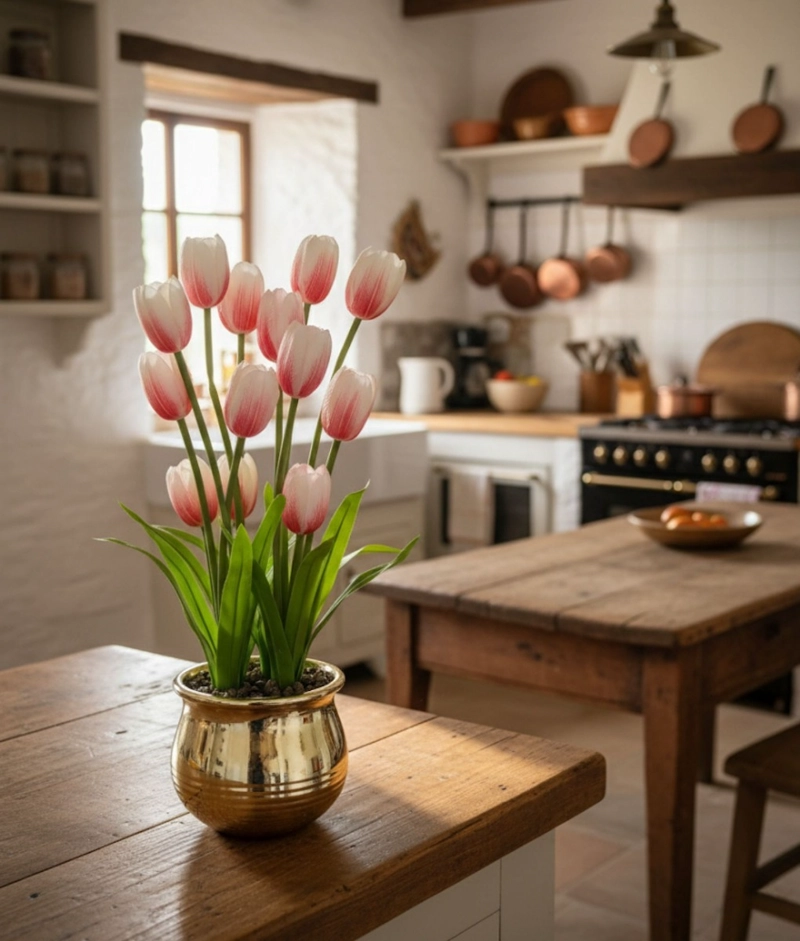 PLANTA ARTIFICIAL DECORATIVA TULIPANES ADORNO HOGAR JHN - 7