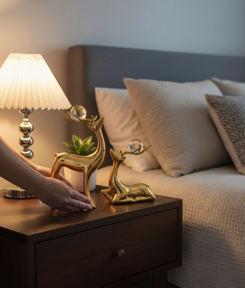 FIGURA DECORATIVA ADORNO PAREJA CIERVOS ESTILIZADOS JHN - 6