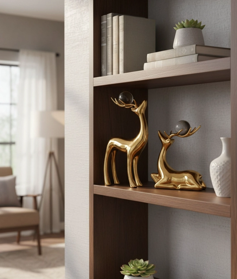 FIGURA DECORATIVA ADORNO PAREJA CIERVOS ESTILIZADOS JHN - 7
