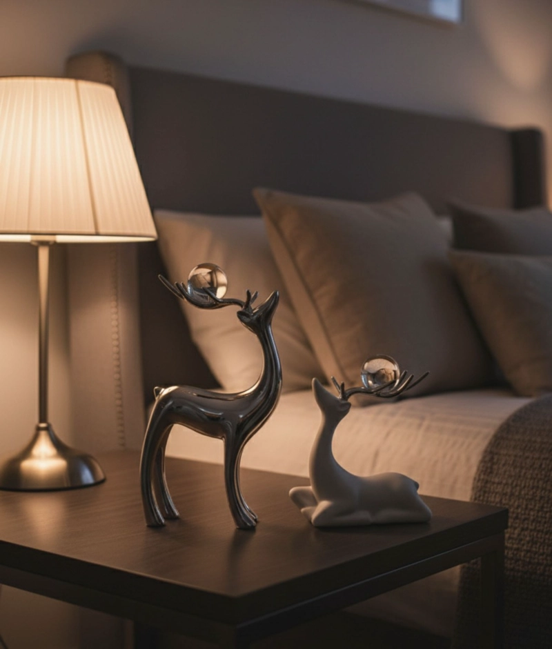 FIGURA DECORATIVA ADORNO PAREJA CIERVOS ESTILIZADOS JHN - 8