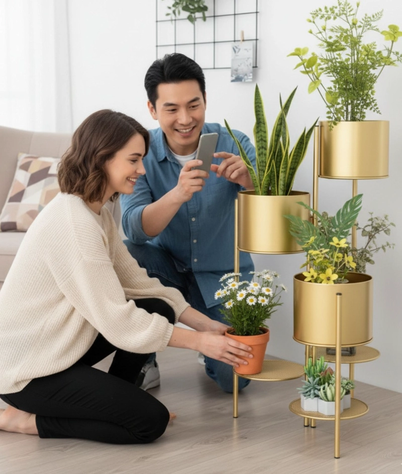 PORTA MACETAS SOPORTE DECORATIVO MULTIFUNCIONAL HOGAR JHN - 4