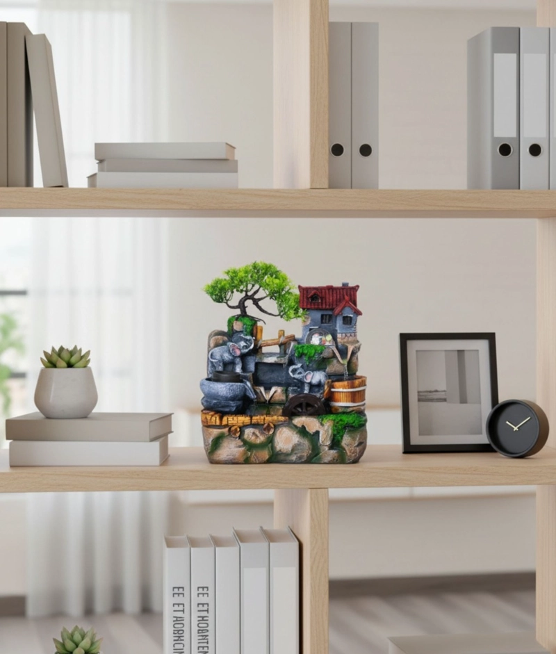 FUENTE AGUA ELEFANTES ADORNO MESA DECORATIVO HOGAR JHN - 2