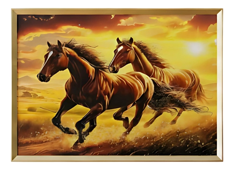 CUADRO DECORATIVO ESCENA CABALLOS MARCO ADORNO HOGAR JHN - 1