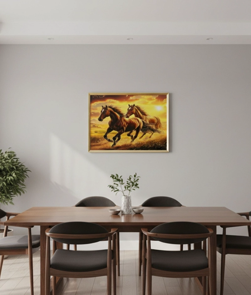 CUADRO DECORATIVO ESCENA CABALLOS MARCO ADORNO HOGAR JHN - 2