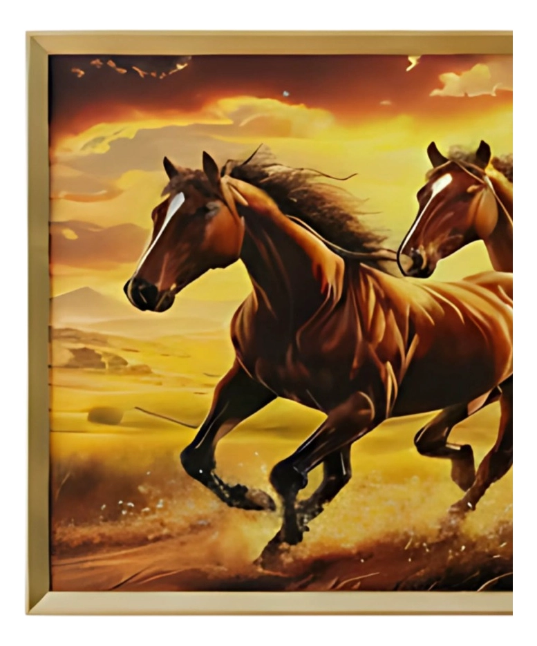 CUADRO DECORATIVO ESCENA CABALLOS MARCO ADORNO HOGAR JHN - 3