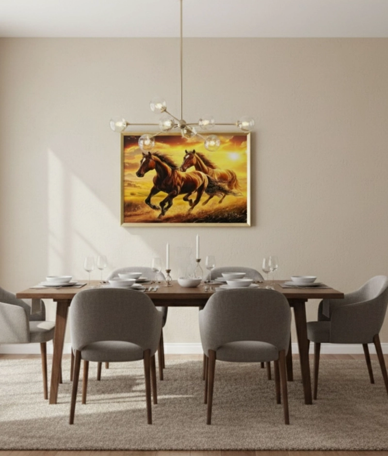 CUADRO DECORATIVO ESCENA CABALLOS MARCO ADORNO HOGAR JHN - 8