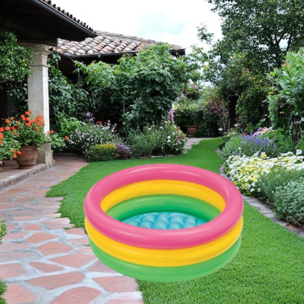 PISCINA INFLABLE REDONDA PVC PATIO INTERIOR HOGAR NIÑOS LAU - 2