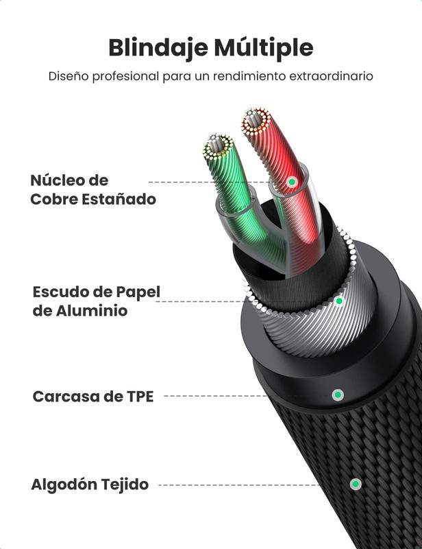 SET 5 CABLE AUXILIAR TV EQUIPO MUSICA TELEFONOS MP3 LAU - 10