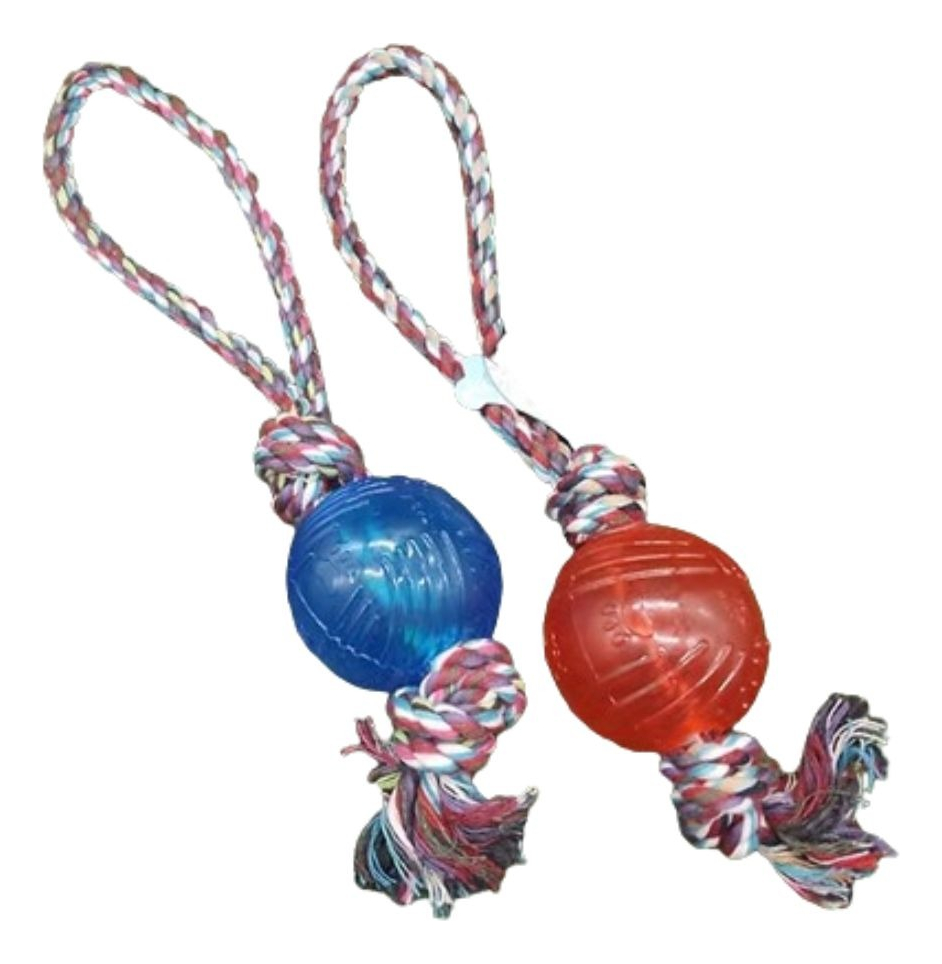 SET 4 JUGUETES DE CUERDA CON PELOTA PERROS MASCOTAS LAU - 5