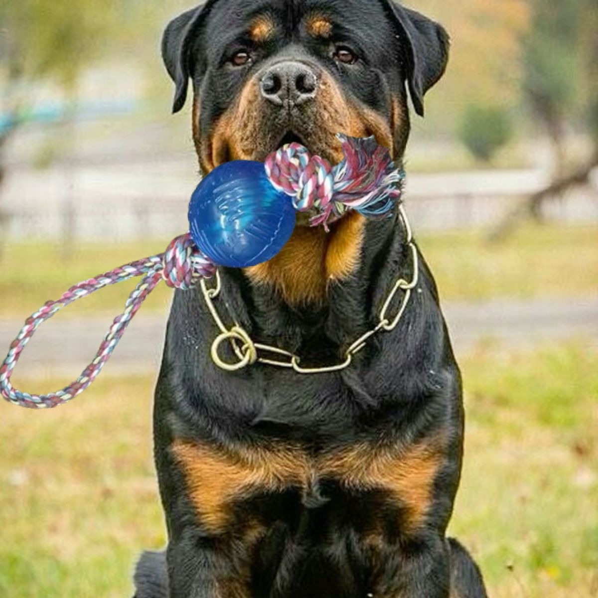 SET 4 JUGUETES DE CUERDA CON PELOTA PERROS MASCOTAS LAU - 7