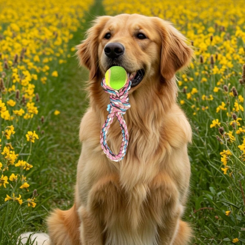 SET 4 JUGUETES INTERACTIVOS DE CUERDA PELOTA MASCOTAS LAU - 7