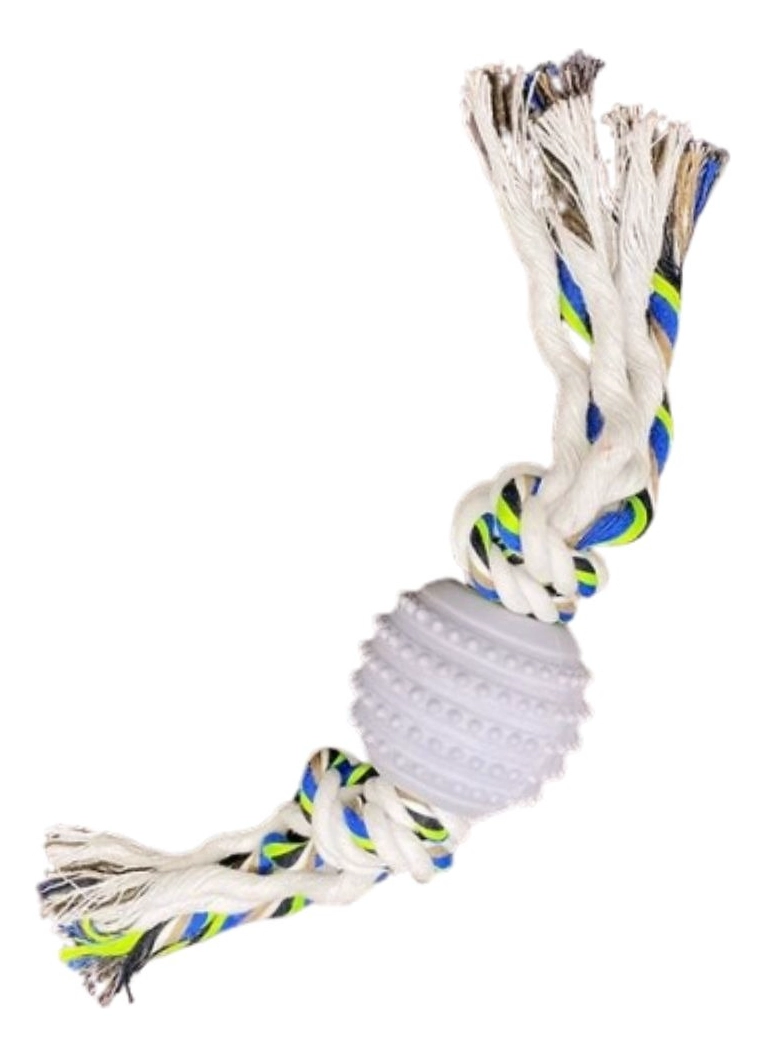 SET 3 JUGUETES PARA MASCOTA CUERDA PELOTA GOMA PERROS LAU - 1