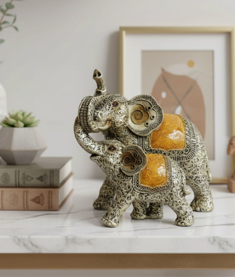 FIGURA DECORATIVA ELEFANTE VINTAGE ADORNO ESTATUA JHN - 9