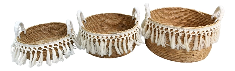 SET 3 CANASTOS DECORATIVOS ALMACENAMIENTO NATURAL HOGAR JHN - 1