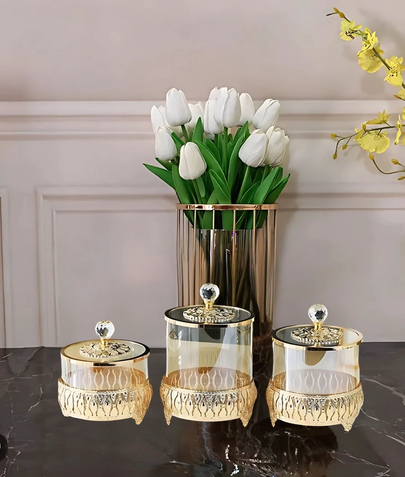 SET 3 FRASCOS DECORATIVOS MULTIFUNCIONAL ALMACENAMIENTO JHN - 2