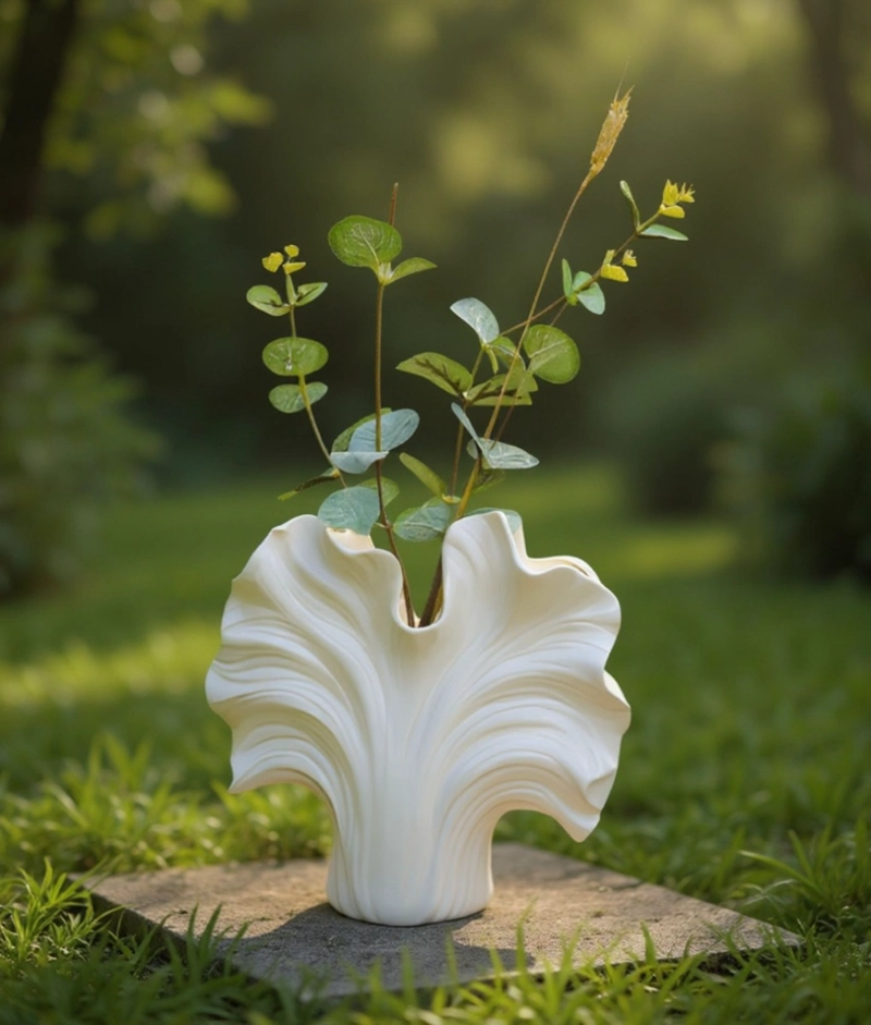 FLORERO DECORATIVO DISEÑO ORGANICO FORMA ONDULADA HOGAR JHN - 2