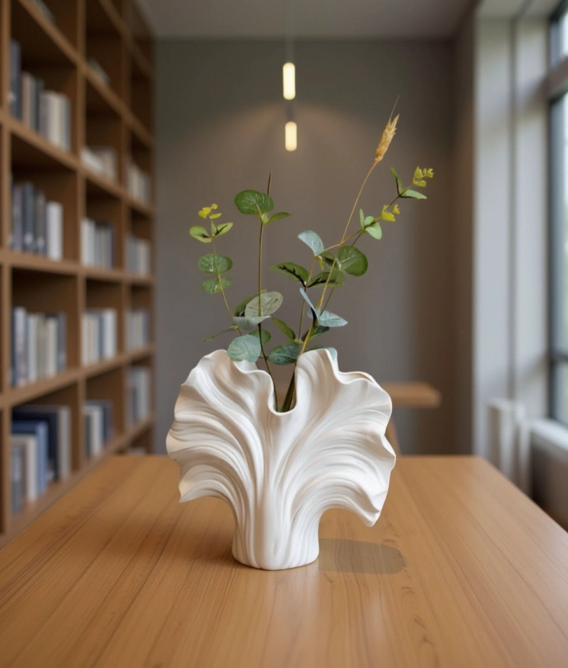 FLORERO DECORATIVO DISEÑO ORGANICO FORMA ONDULADA HOGAR JHN - 10