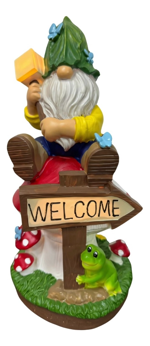 FIGURA DECORATIVA GNOMO JARDIN ADORNO ILUMINADO SOLAR JHN - 1