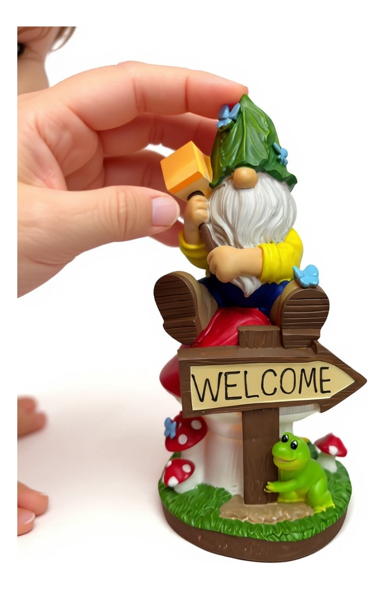 FIGURA DECORATIVA GNOMO JARDIN ADORNO ILUMINADO SOLAR JHN - 7