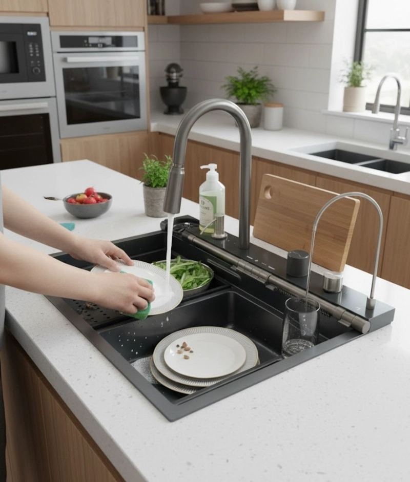LAVAPLATOS COCINA FREGADERO MODERNO MULTIFUNCIONAL JHN - 3
