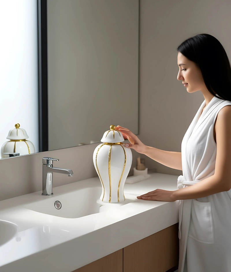 POTICHE JARRON DECORATIVO ELEGANTE RECIPIENTE TAPA JHN - 3