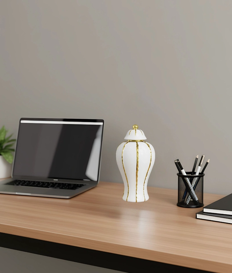 POTICHE JARRON DECORATIVO ELEGANTE RECIPIENTE TAPA JHN - 8