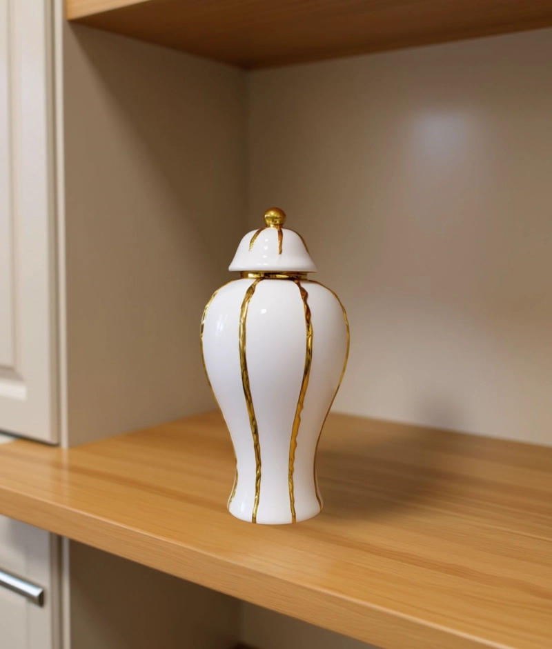 POTICHE JARRON DECORATIVO ELEGANTE RECIPIENTE TAPA JHN - 9