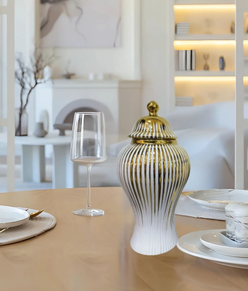 POTICHE JARRON ELEGANTE RECIPIENTE DECORATIVO TAPA JHN - 8