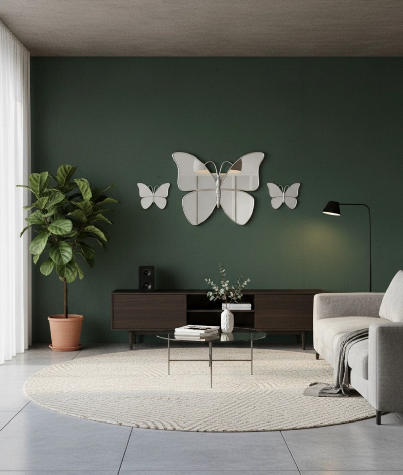 SET 3 ESPEJO DECORATIVO PARED MARIPOSA FUNCIONAL HOGAR JHN - 2