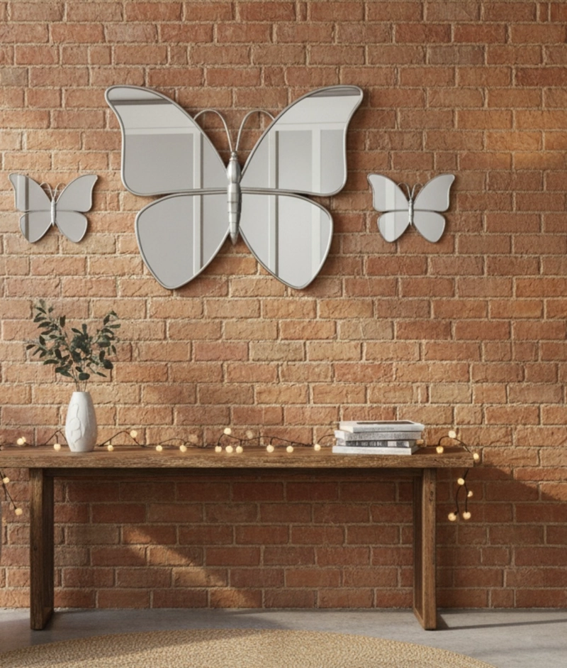 SET 3 ESPEJO DECORATIVO PARED MARIPOSA FUNCIONAL HOGAR JHN - 7