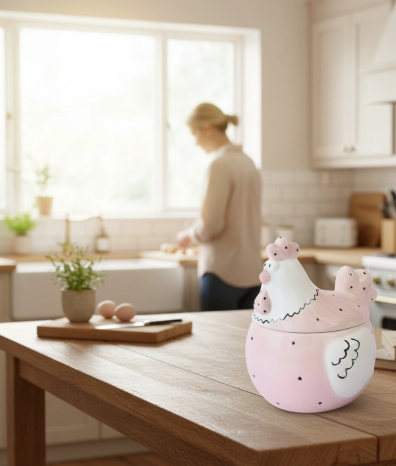 HUEVERA DECORATIVA TAPA ALMACENAMIENTO COCINA HOGAR JHN - 4