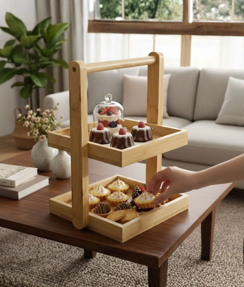 BANDEJA DECORATIVA ORGANIZADOR VERSATIL 2 NIVELES ASA JHN - 5